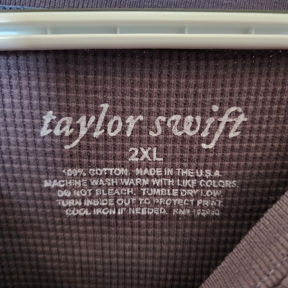 Women's Taylor Swift purple gray waffle long sleeve top 2XL, "Invisible string" - Picture 3 of 3